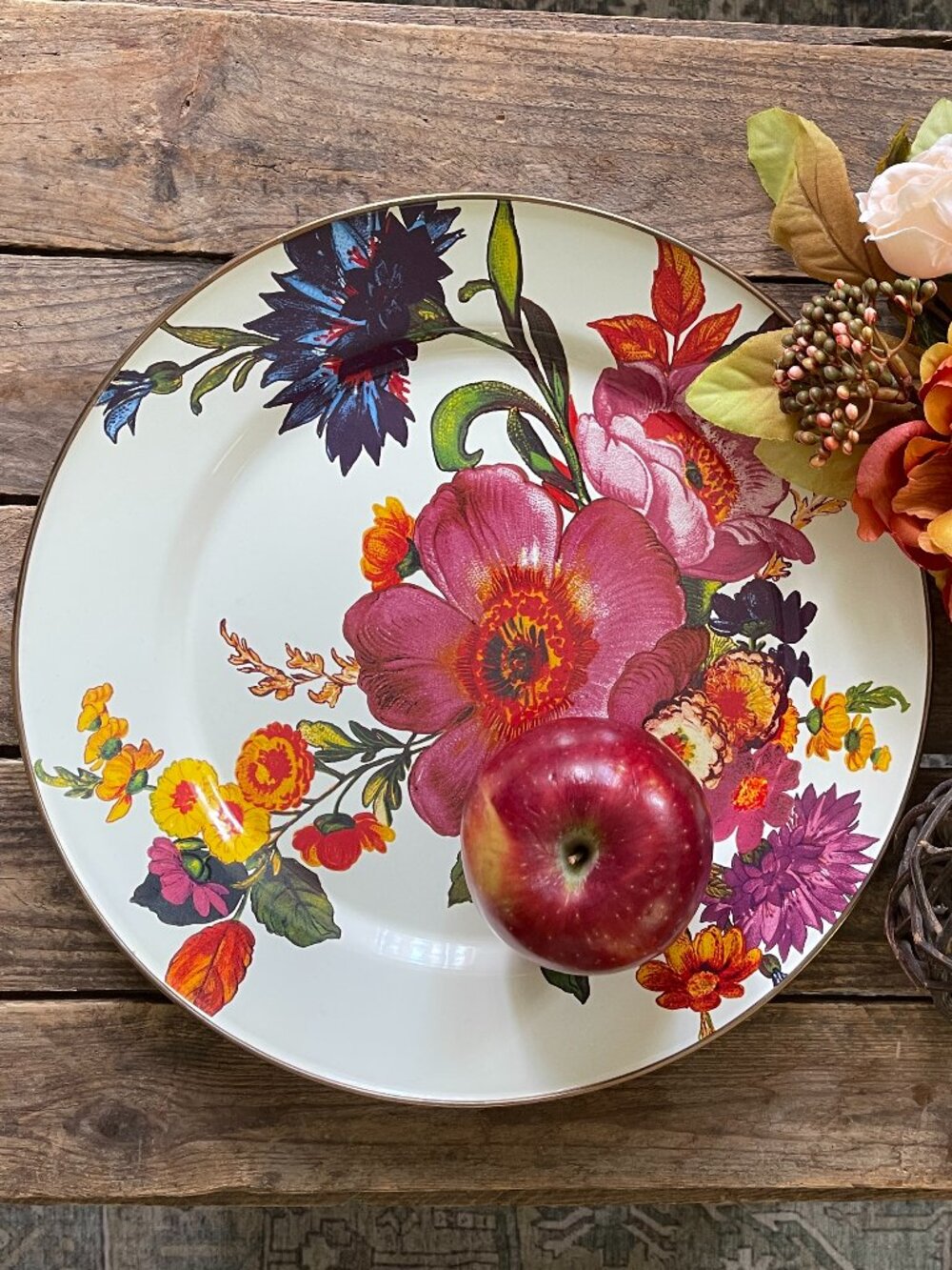 MacKenzie Childs Flower Market 12" Enamel Charger/Platter